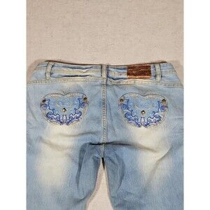 Apple Bottoms Jeans Women's 34x32  Embellished Pockets Denim Blue Size 11/12